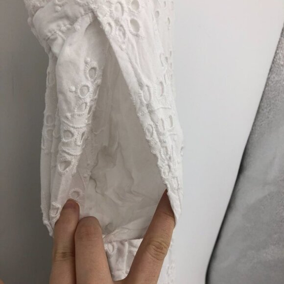 TopShop Broderie Anglaise white ruffle jumpsuit waist tie laser cutout floral 4 - Picture 12 of 16